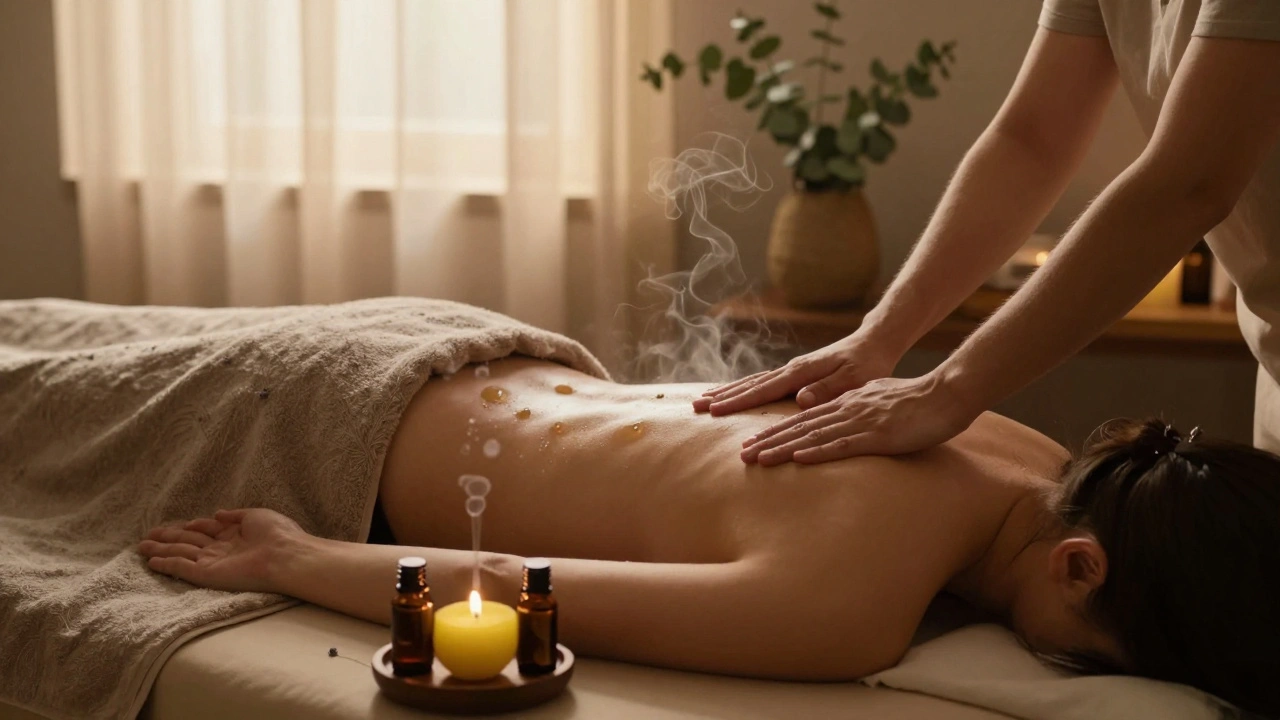 Aromaterapeutická masáž: Jak esenciální oleje pomáhají s únavou, stresem a bolestmi