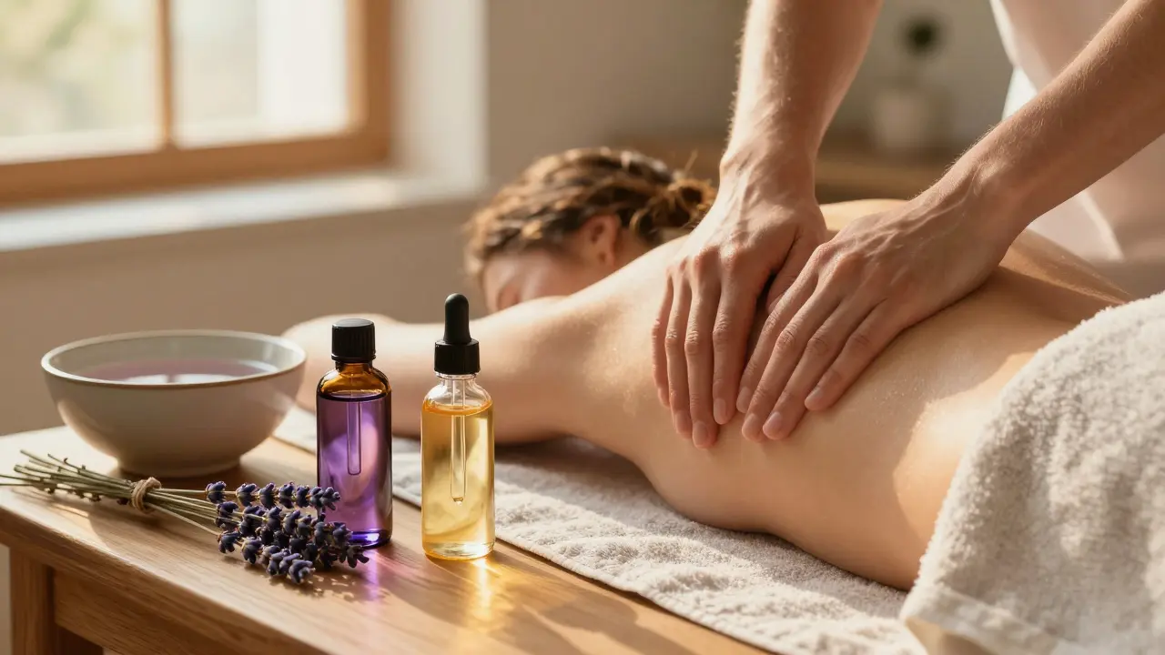 Aromaterapeutická masáž: Jaké esenciální oleje používat pro bolesti, únavu a stres?