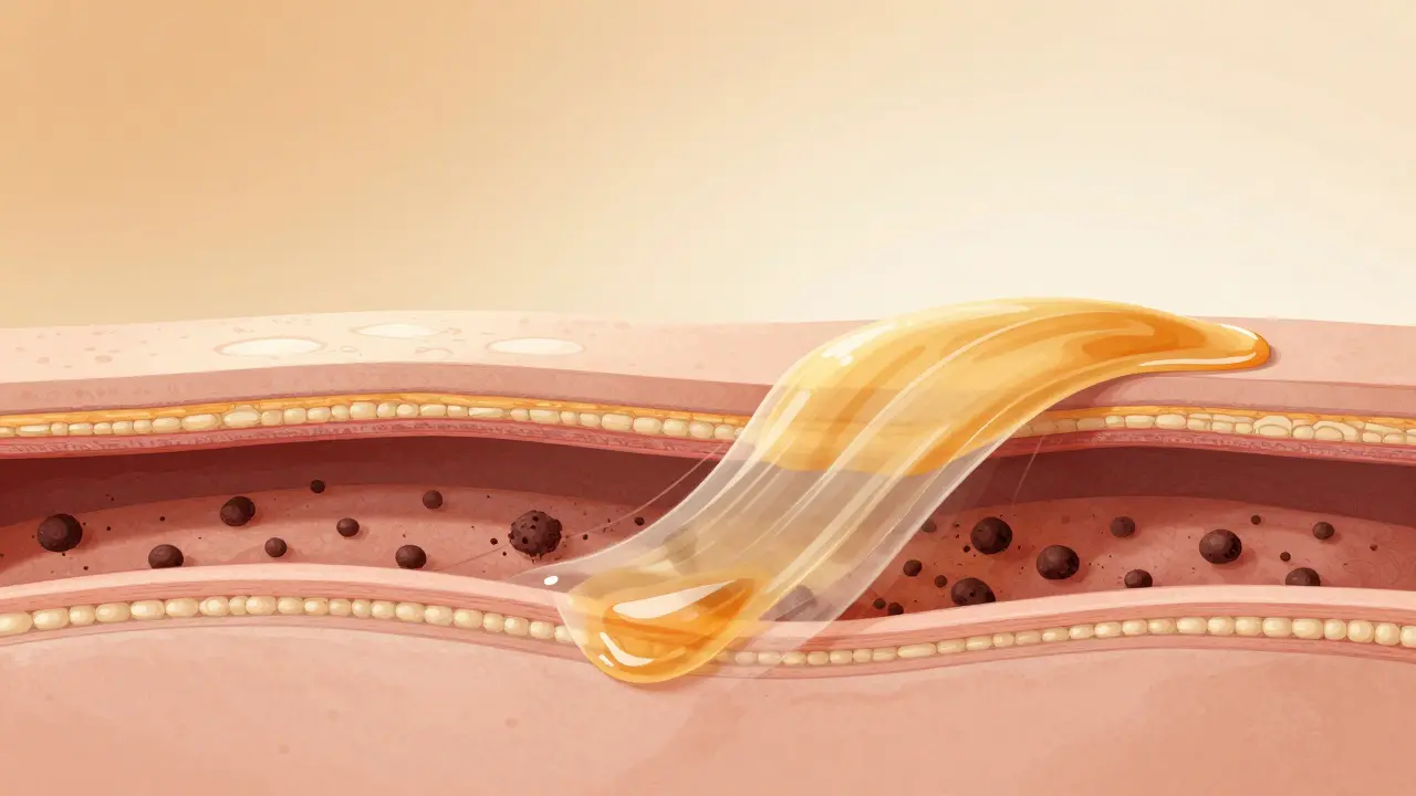 Ilustrace uvolňování toxinů z tkání pomocí medu