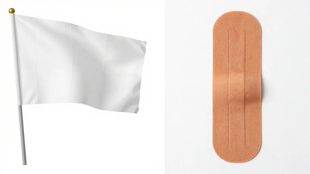 Porovnání tvaru konců tejpů: ostré vs zaoblené