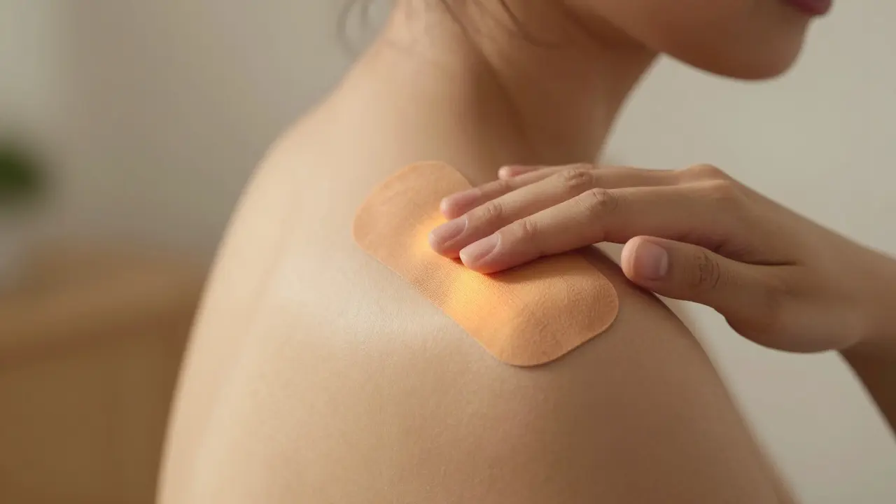 Tření tejpů dlaní pro aktivaci lepidla teplem